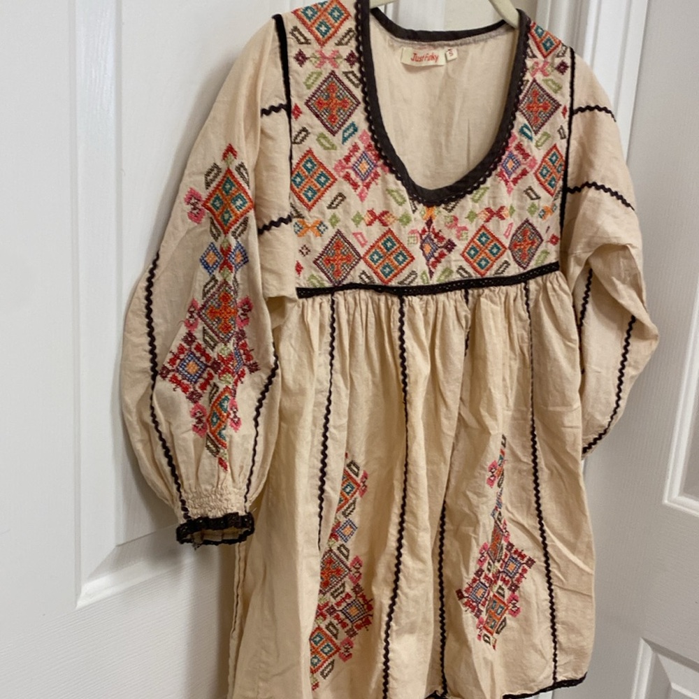 Just funky blouse with three-quarter sleeves, Ojo embroidery - Picture 4 of 5